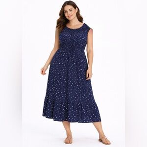 Torrid Midi Challis Drawstring Star Dress